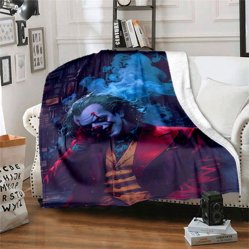 1pc Joker in Red Coat with Blue Smoke Cartoon Blanket,Portable Throw for Travel & Camping, All Season Cozy Blanket,Ideal Gift