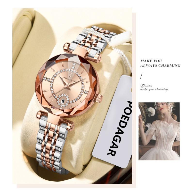 POEDAGAR Luxury Brand Women's Watches Waterproof Stainless Steel Date Ladies Wristwatch Fashion Elegant Quartz Watch Reloj