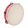 6 / 8 / 10 Inch Sheepskin Drumhead Wood Tambourine For Church Party KTV Wedding, Single Row Jingle Bells Red Hand Drum