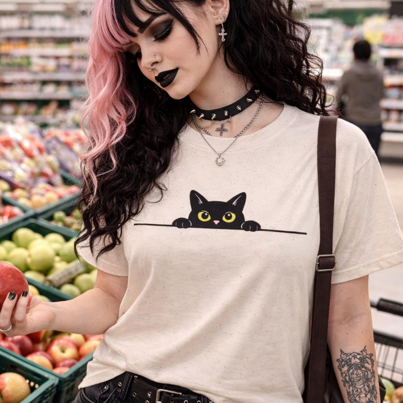 Pastel Goth Anime T-Shirt | Kawaii Dark Aesthetic Graphic Tee | Alt Streetwear Shirt, Gothic Cat Tee, Pastel Goth Gift, pastelgothic XL