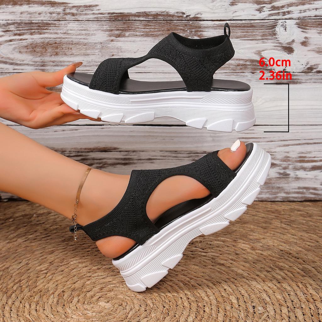 Scarpe Estive da Donna 2025 Sandali con Zeppa e Plateau a Rete con Dettaglio Pesce Sandali da Donna a Punta Aperta Scarpe Casual Leggere da Donna Zapatillas Mujer