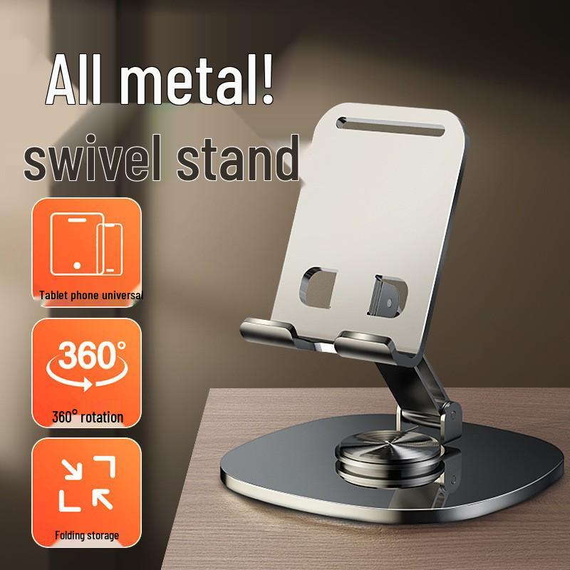 Portable Full Metal Rotating Desk Phone Holder - Folding Stand for Live Streaming