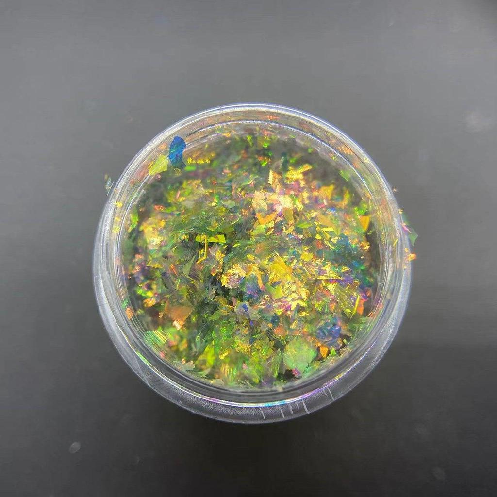 Yun Jin Halb-Irisierendes Opal-Nagelkunstpulver: Hochglänzende DIY Glitzer Pailletten.