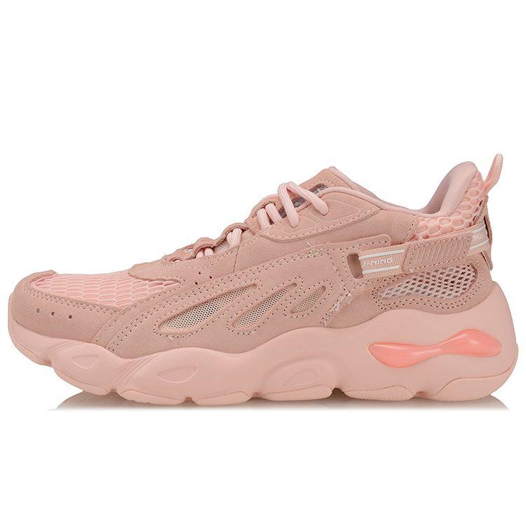 

Кроссовки женские Li Ning Butterfly Fabric Synthetic Leather Non-Slip Wear-Stick Low-Top Dad Shoes Pink AGLP104-2