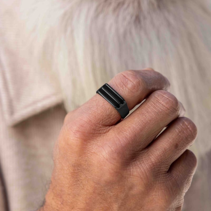 PIG & HEN Signet 7 Rope Ring - Black X Black