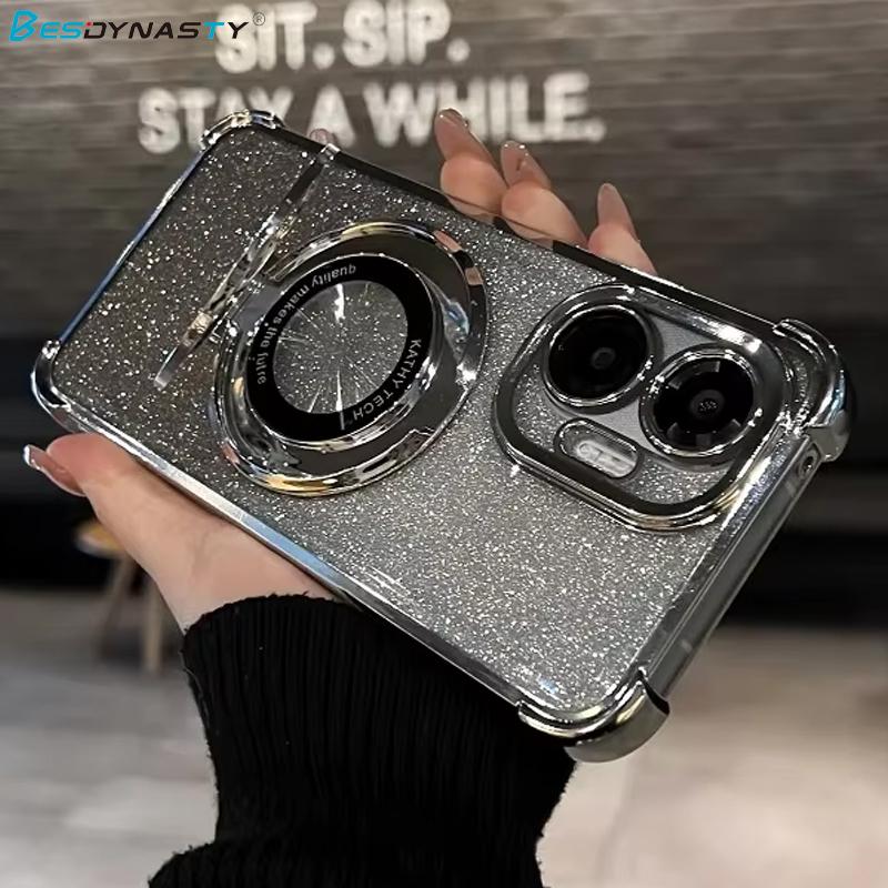 Luxury Glitter Holder Phone Case For Xiaomi POCO F7 X7 F6 X6 Pro M6 4G 5G F5 X5 F3 Luxury Plating Shockproof Soft Cover