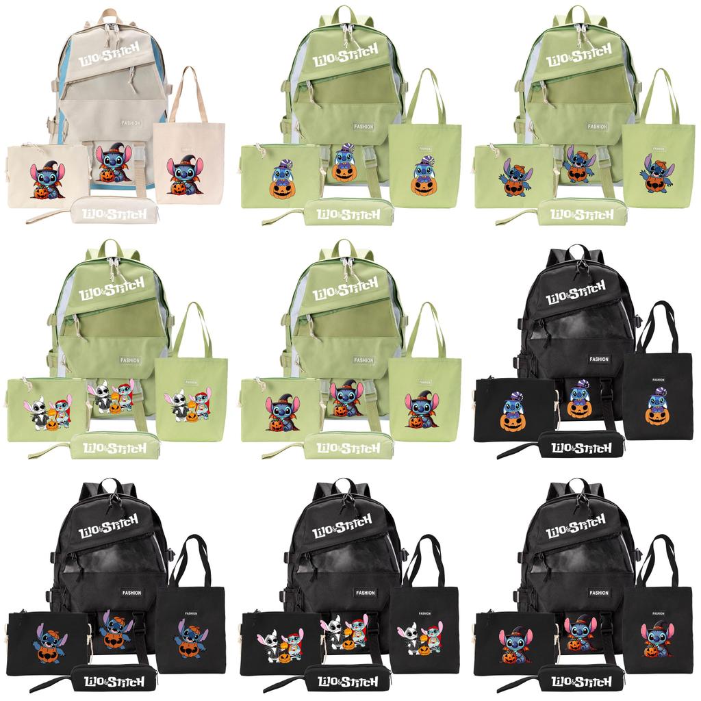 Stylish And Versatile Stitch Backpack Set With Four Unique Pieces For Students