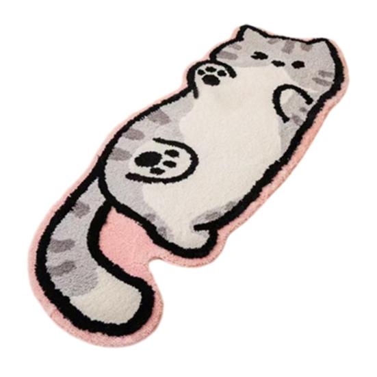 Cute Cat Bath Rug, Irregular Animal Shaped Floor Mat, Soft Absorbent Non Slip Area Carpet for Bath Tub, Shower, Bedroom, Living Room