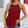 Spring Summer Women's Ruffle Hem Tank Top Sexy Halter Neck Tie Solid Color Camis
