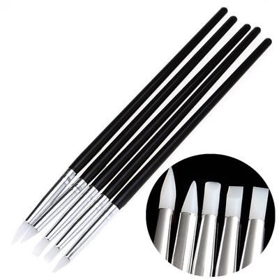5 Stücke Weiche Silikon Nail art Design Stift Pinsel Schnitzen Skulptur UV Gel Verschönern Nägel DIY Werkzeuge