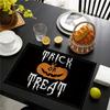 6PC Halloween Pumpkin Black Cat Placemats Festival Kitchen  Linen Dinning Table Mats Bowl Coffee Cup Pads Mats Home Decor