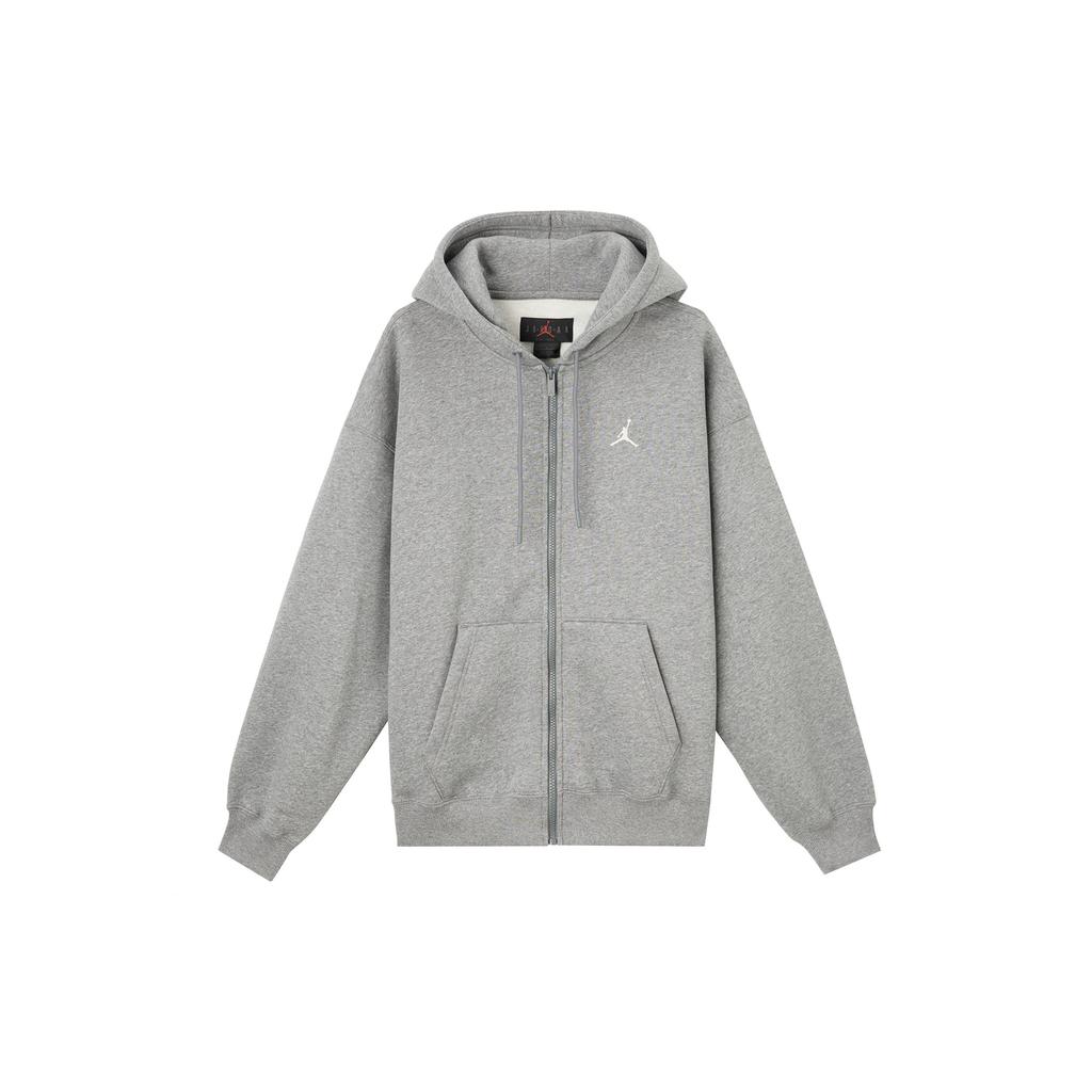Jordan Brooklyn Fleece Hooded Loose Comfortable Versatile Cardigan Sweatshirt Men Outerwear Carbon-Gray Sail-White IB7232091