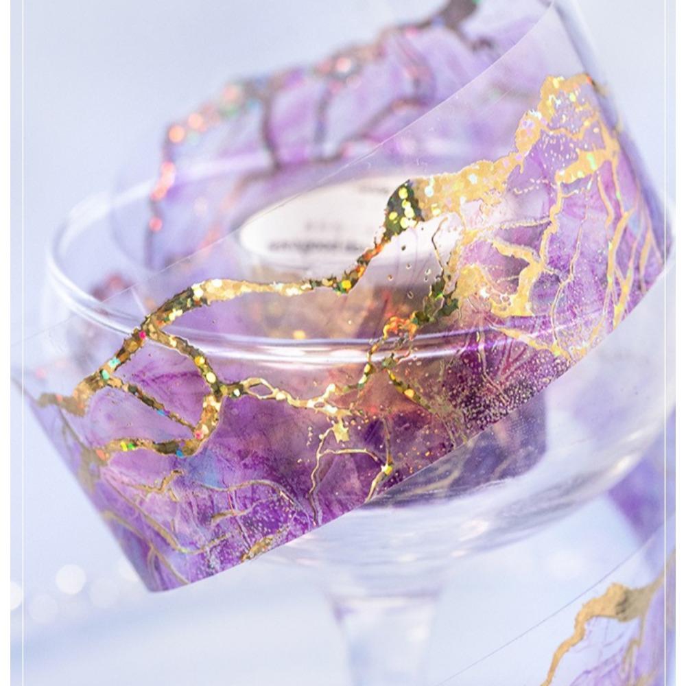 1PC watercolor smudging and bronzing PET tape, color paradise series handbook material decoration circular sticker