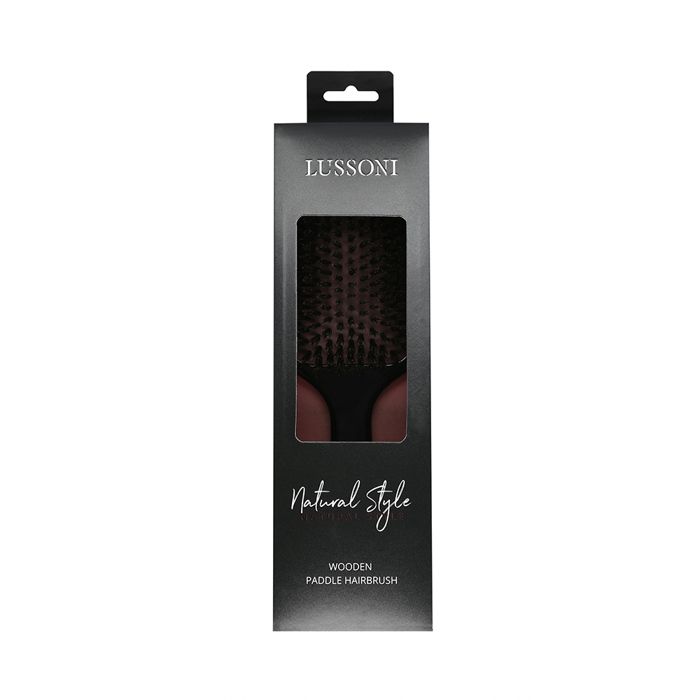 Brosse à cheveux - Lussoni - Natural Style Paddle - Bois de hêtre - Poils de sanglier - Poils en nylon