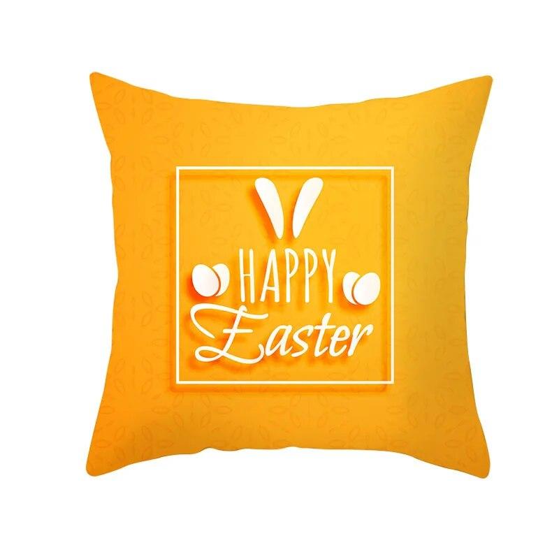 Dekorativer Kissenbezug mit Ostern-Motiv, Cartoon-Häschen-Ei-Druck, Pfirsichhaut-Kissenbezug, Sofakissenbezug, Schlafzimmerzimmer, Heimdekoration