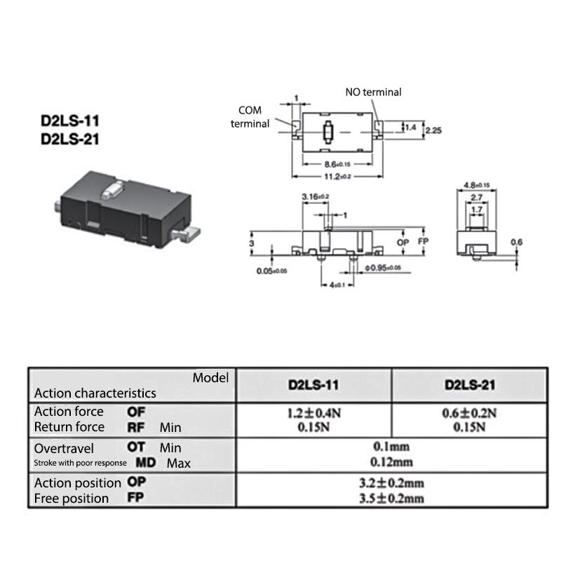2 Stück Omron Maus-Mikroschalter D2Ls-21 D2Ls-11 für überall Mx Logitech M905 G903