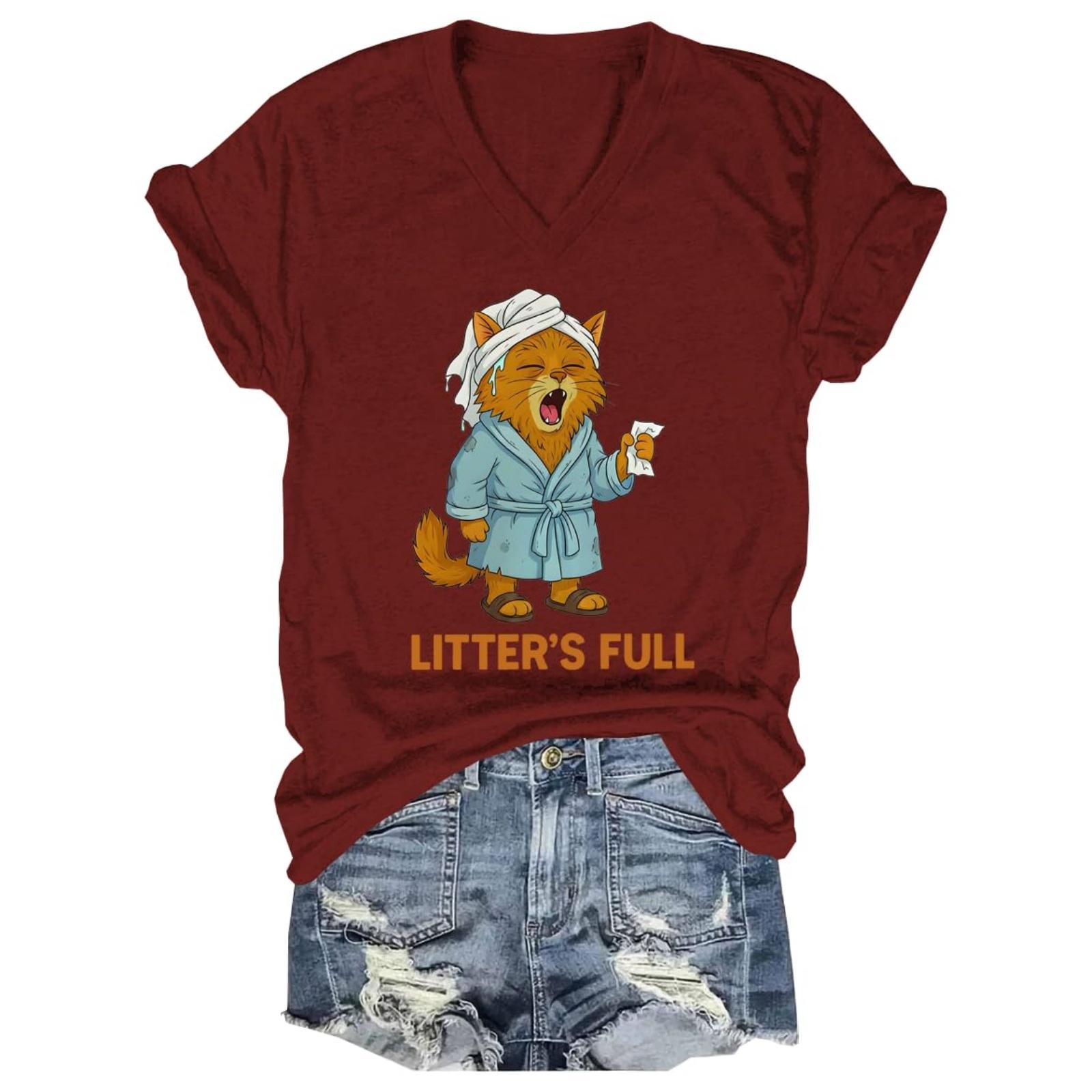 

Women s And Men s Unisex Fashion Printed V-Neck Short Sleeve T-Shirt Pullover Top XXL винний