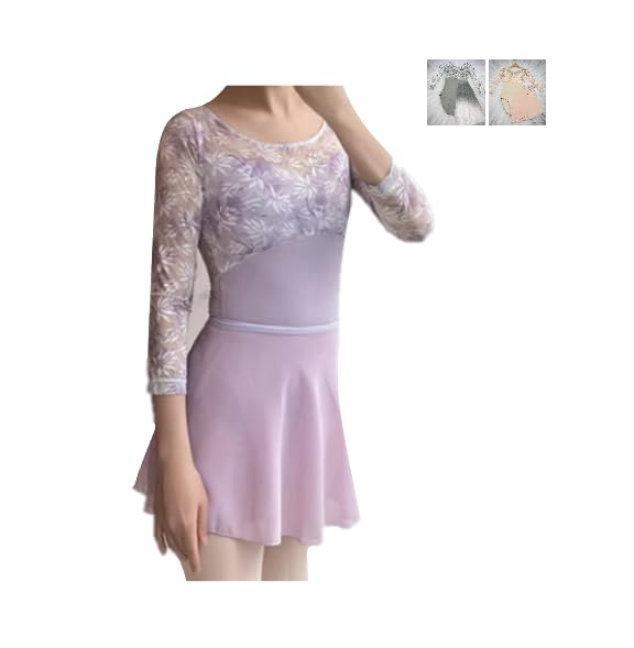 ProDance Glass Long Sleeve Ballet Leotard, Stylish and Affordable, PSL021MA (Gray, XL)
