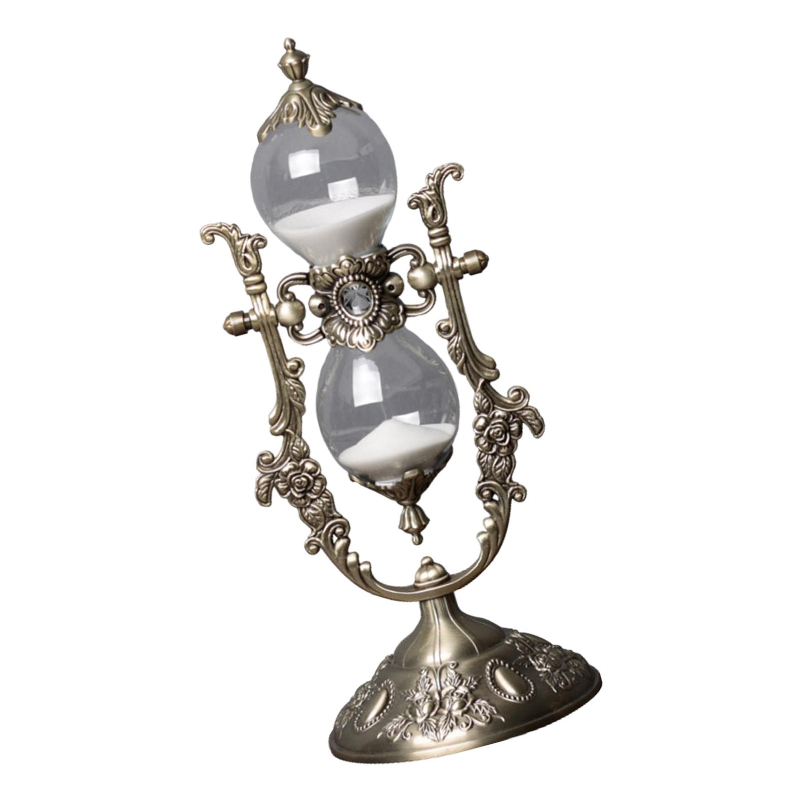 

Винтажные стеклянные и металлические песочные часы 15/30 минут песочные часы для украшения гостиной гравированная вращающаяся подставка для песочных часов S