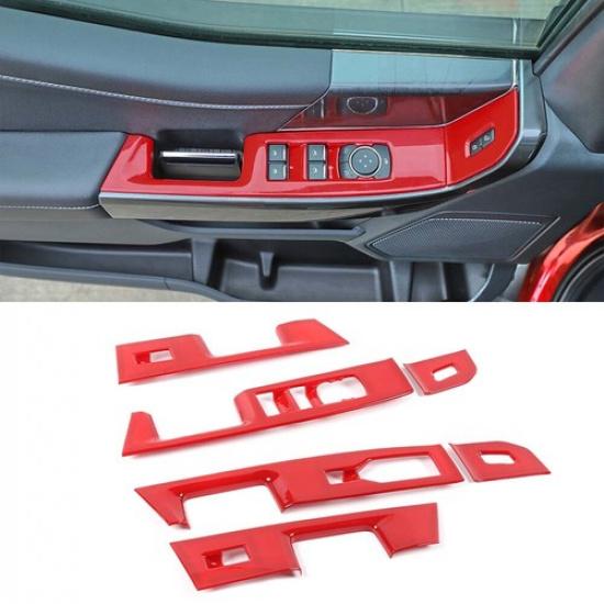 Red Window Lift Adjust Panel Button Switch Cover Trim Decor For Ford F150 +