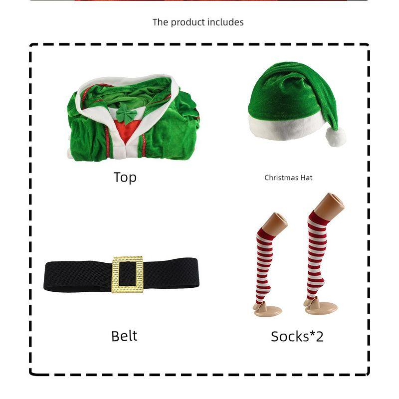 Christmas Cos Green Elf Christmas Costume Green Christmas Outfit Uniform Temptation Nightclub Stage Performance Costume Christmas Elf Green Women s XS