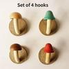AEE4-4Piece Non-Perforated Solid Wood Hook Kitchen Bathroom Cloakroom Door Hook Wooden