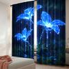 2Pcs Lily Of The Valley Flower Curtain Blue Floral Curtain Nature Botanical Curtain Suitable For Living Room Bedroom Kitchen And
