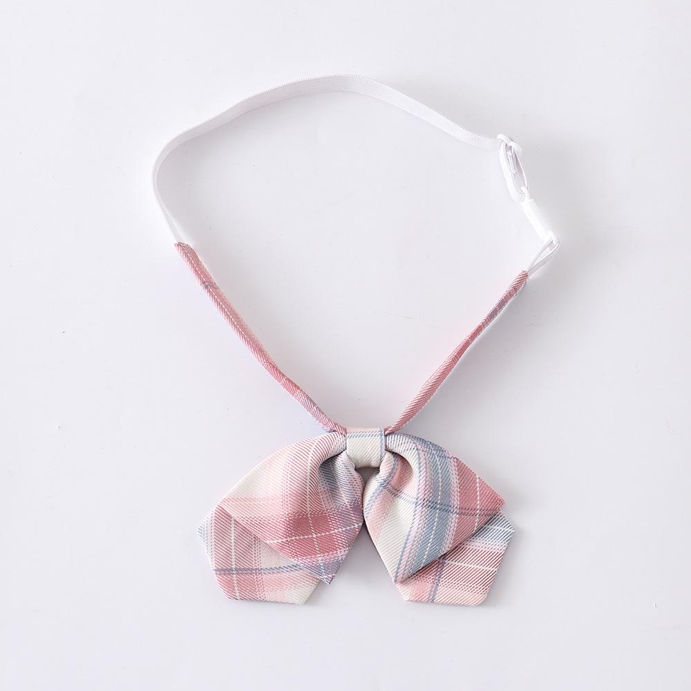 Authentic Japanese Style High-Waisted White Peach Sake Plaid Pleated Skirt for Students Accessories