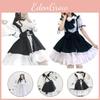 Charming Lolita Dress Maid Uniform Outfit With Bustle Apron And Headdress For Cosplay