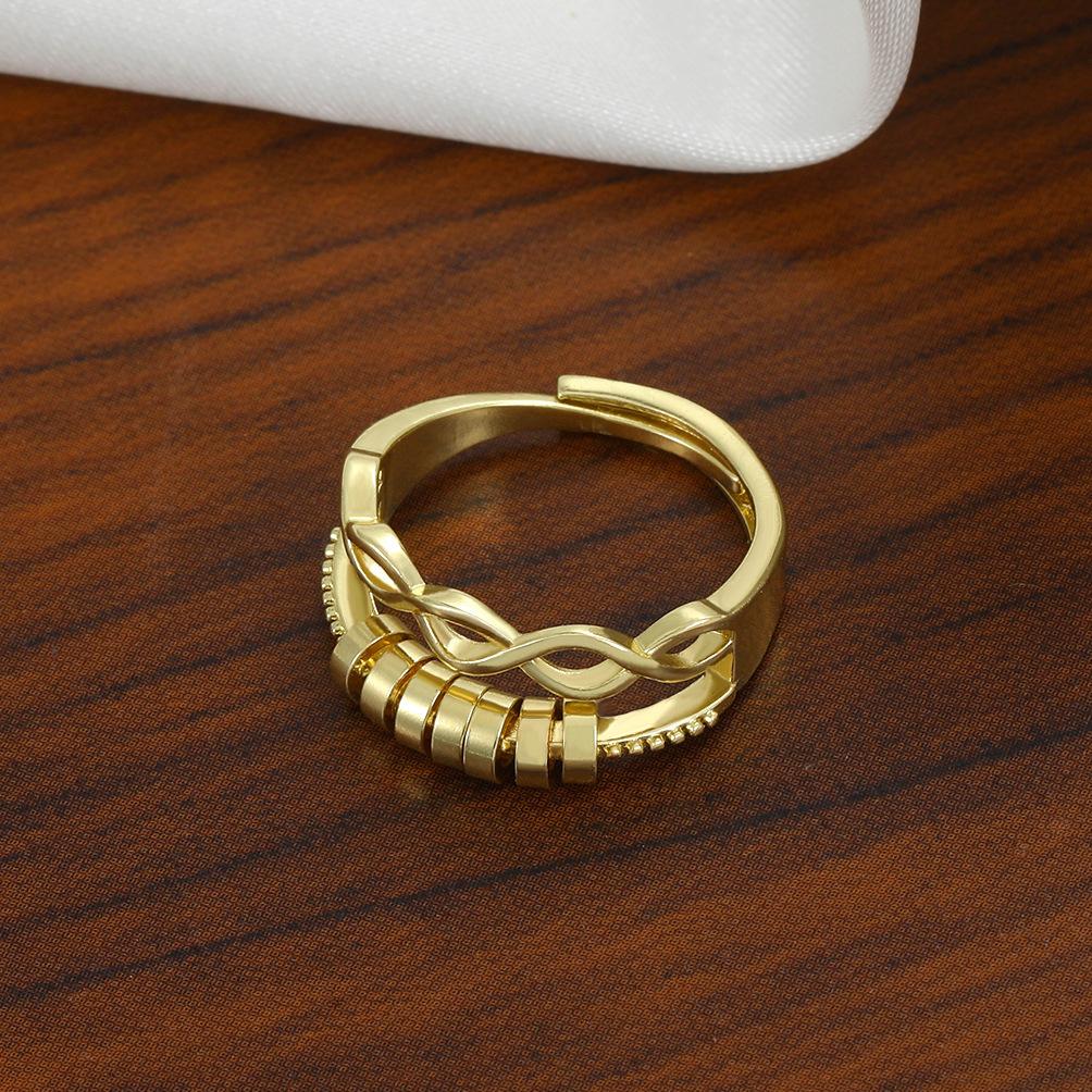 New Luxury Zircon Inlaid Ring Multiple Layers Cross Rotation Adjustable Couple Opening Rings for Women Men Finger Jewelry Gifts