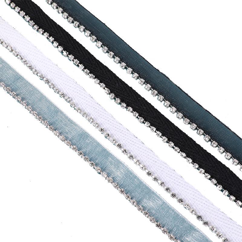 Handmade Fragrance-Style Beaded Collar Edge with Anti-Hook Rhinestone Strips for DIY Clothing