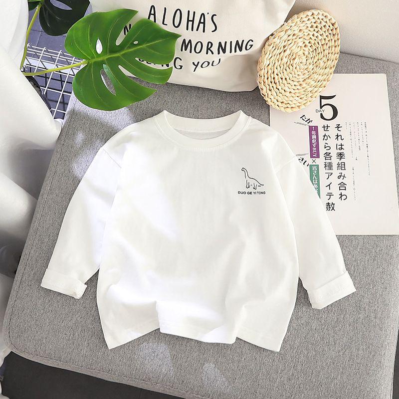 Kids Cotton Dinosaur Long Sleeve T Shirt Spring Autumn Baby Round Neck Pullover Top