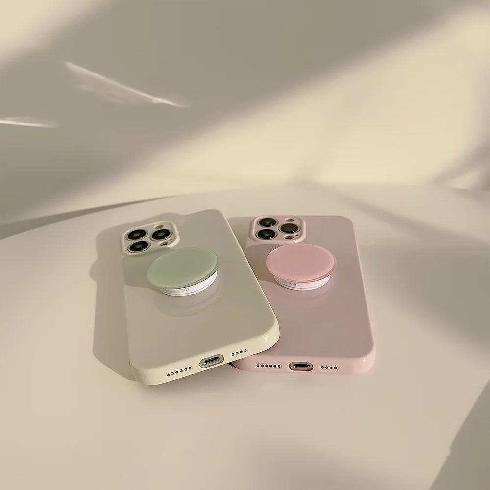 Candy Color With Holder Shockproof Case For iPhone 16 15 14 13 12 11 Pro Max Plus Plain Soft Silicone Bumper Cover