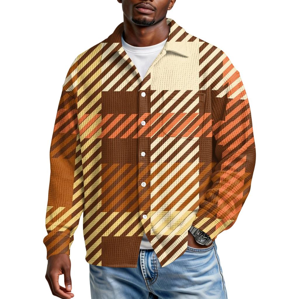 Men's Casual Button-down Long-sleeved Shirt With Pocket