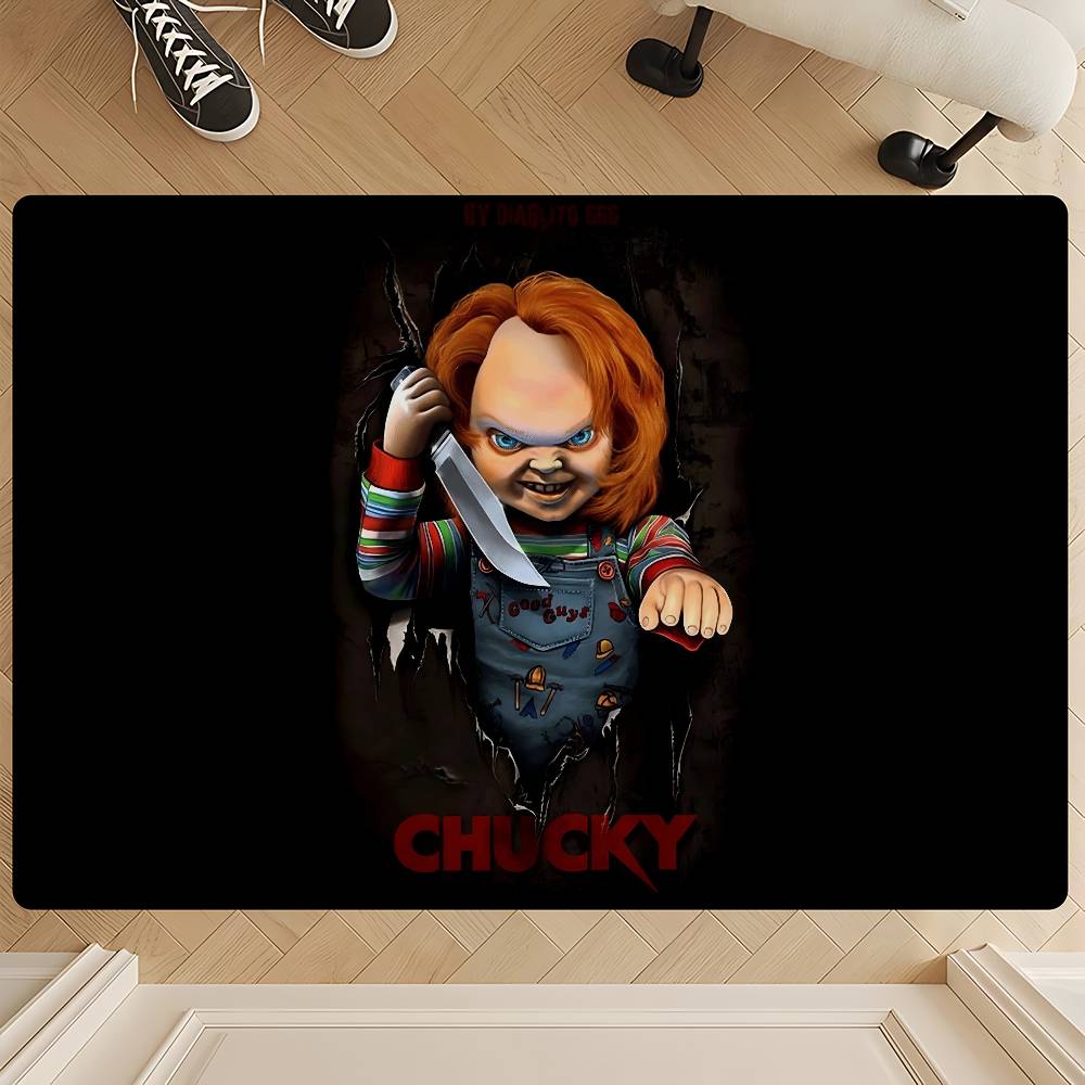 Horror Doll Chucky Entrance Door Mat Rectangle Anti-slip Home Soft Badmat Front Door Indoor Outdoor Mat Household Carpets