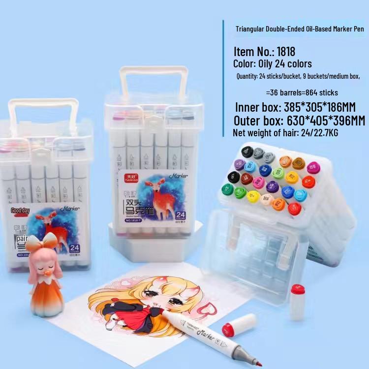 Double-Ended Marker Pen Set: 36/48 Colors, Oil & Alcohol-Based Ink for Hand-Painting.