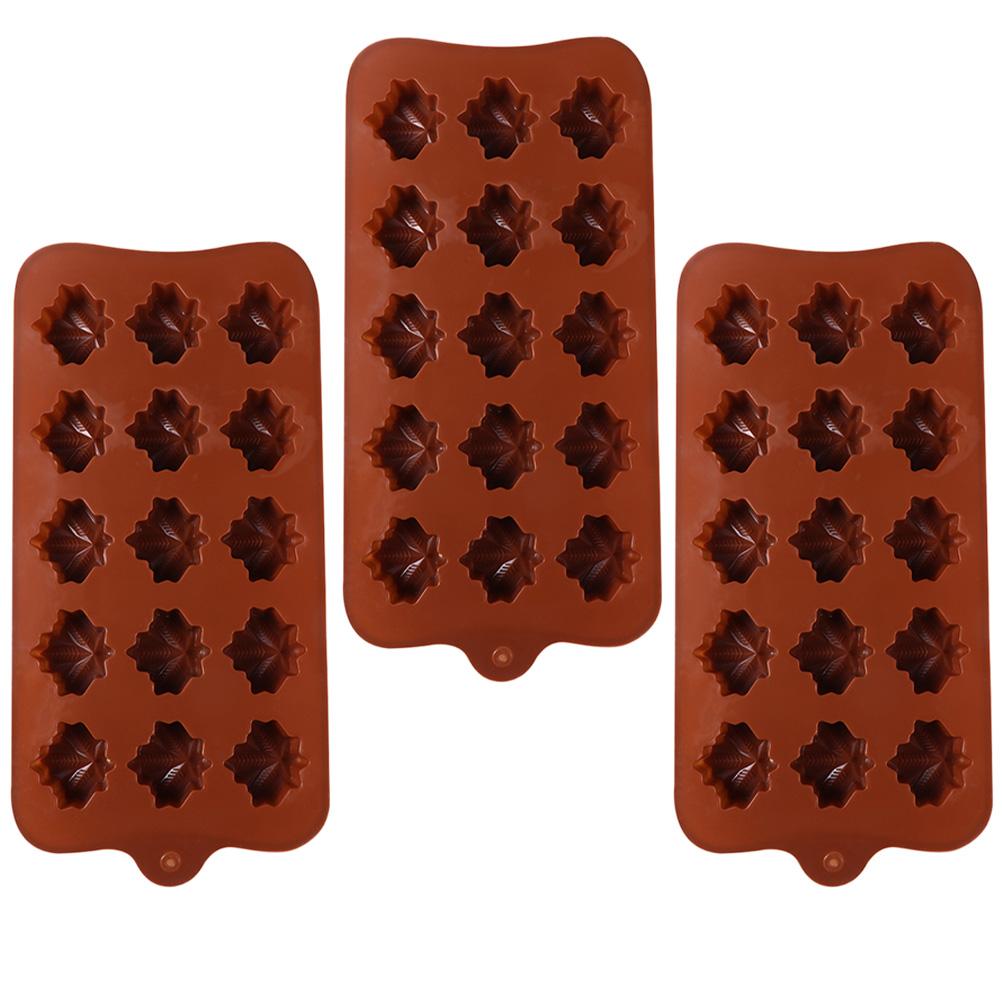 3 Pcs Trays for Food Serving Biscuits Maple Leaf Mold Silicone Ice Halloween Cake Dessert Baking Molds Mother