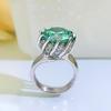 SACE GEMS Lotus Flower Rings for Women 925 Sterling Silver 12mm Green High Carbon Diamond Ice Flower Cut
