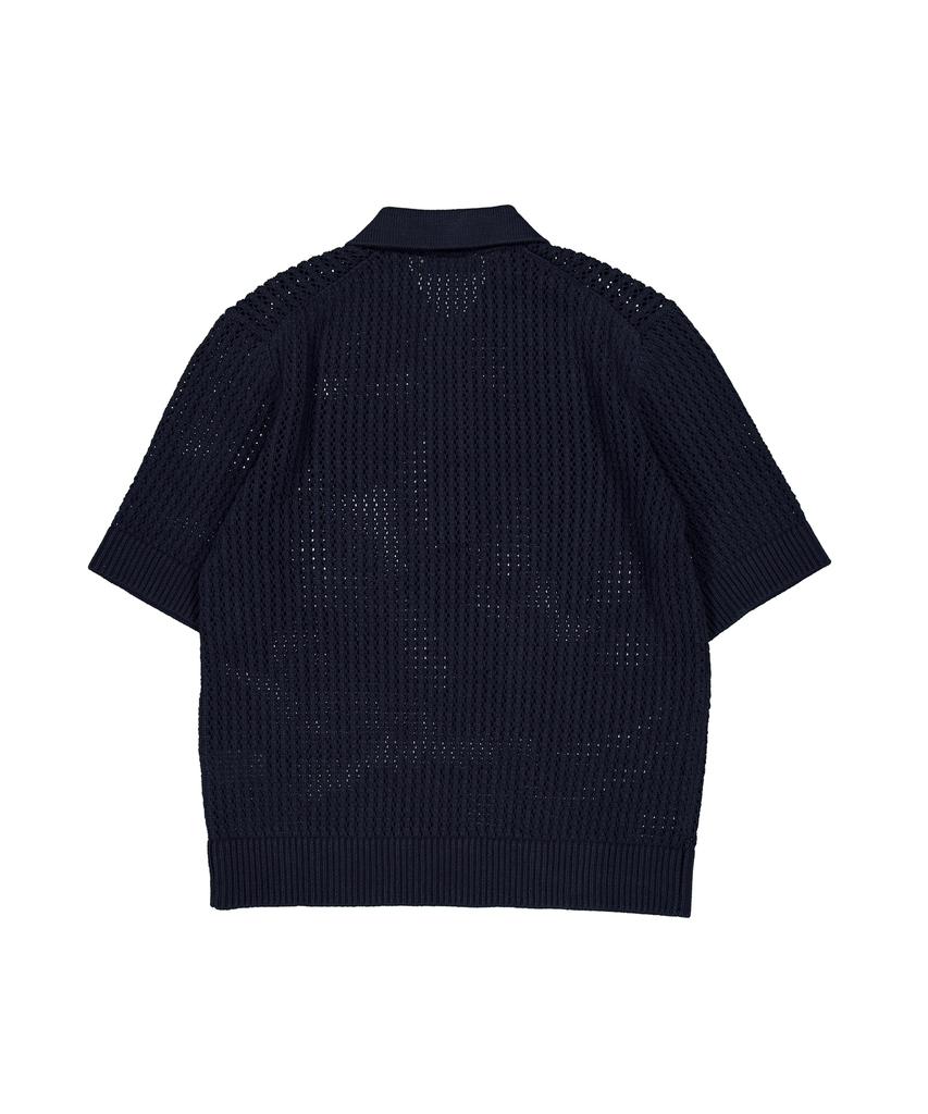Digeule Rope Short Sleeve Cotton Knit Navy