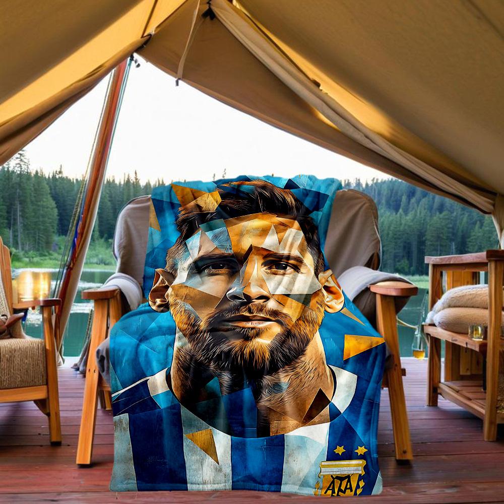 1pc Argentina Messi Outdoor Blanket Lightweight Flannel, Soft & Warm, All-Season Use for Sofa, Outdoor, Camping, Living Room, Office002