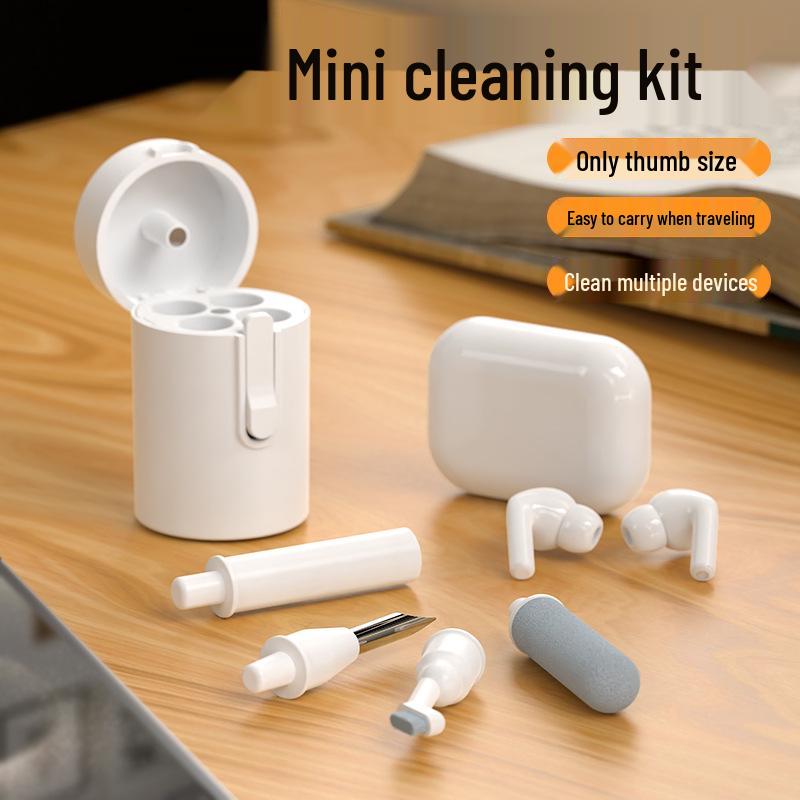 

Five-in-One Multi-functional Mini Earbud and Phone Cleaning Kit with Bluetooth Earbuds Dust Remover and Brush Cleaning белый