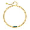 Gold Plated Double Layer Beaded Chain with Turquoise Accent Anklet