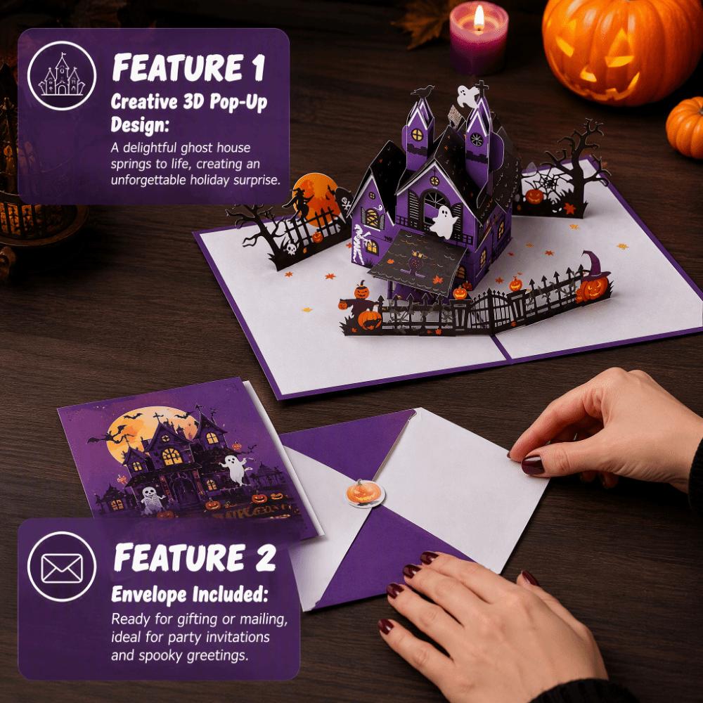 Cartoon Halloween Greeting Cards Ghost House Box Multicolor 3D Pop-Up Cards Paper Pumpkin Bat Spider Halloween Postcards
