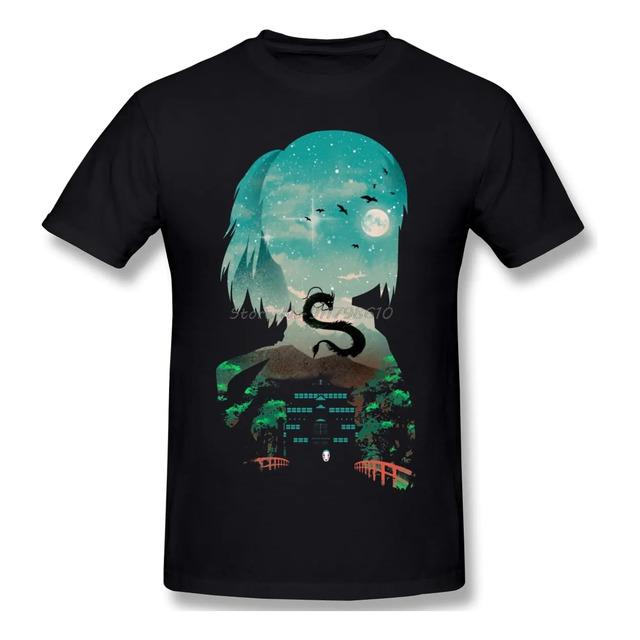 Camiseta Artistica Com Silhueta De Dragao Haku Spirited Away L