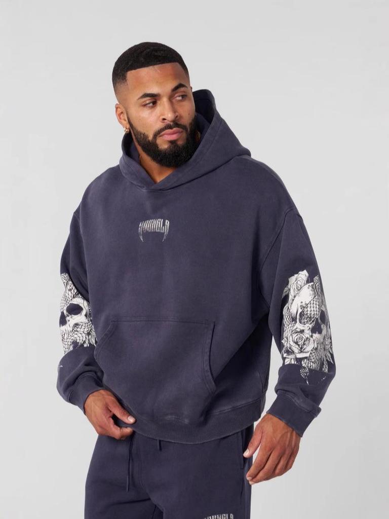 YOUNGLA Men's Retro Streetwear Hoodie - New Autumn/Winter Sports Fitness Running Sweatshirt