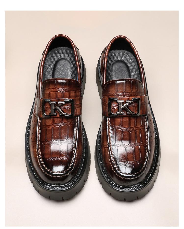 5326 leather shoes summer new men's leather shoes platform loafers heightening casual leather shoes, foreign trade