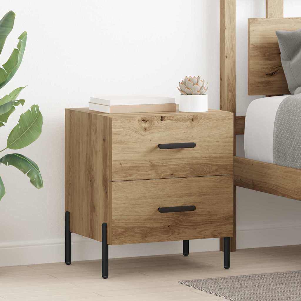 Nightstand Set of 2 Artisan Oak Finish 40 x 35 x 47.5 cm Engineered Wood