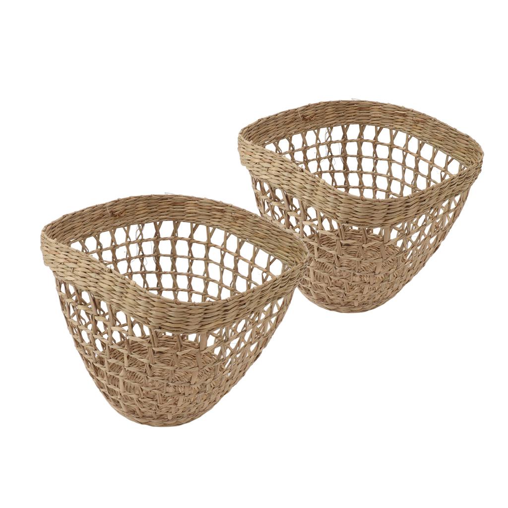 2 STÜCK Gewebter Korb Handgewebter Seegras Aufbewahrungskorb für Blume Pflanze Bauernhaus Heimdeko