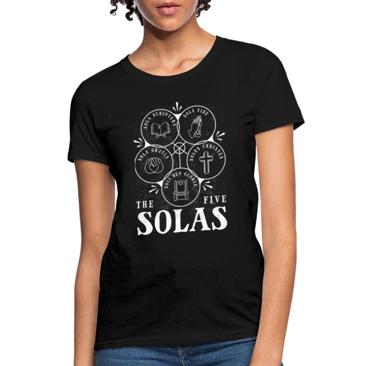 Five Solas Reformation Christian Scripture Art Women s T-Shirt S