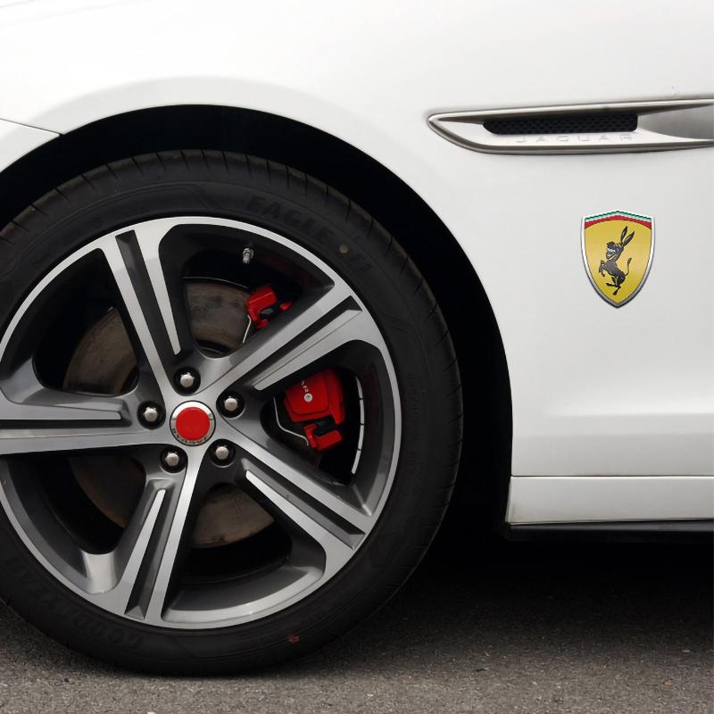 YRS3 1pcs 3D Car Styling Metal Sticker Car Logo Ferrari Donkey Badge Emblem Dekoration Stickers For Ferrari Tools Auto Accessories